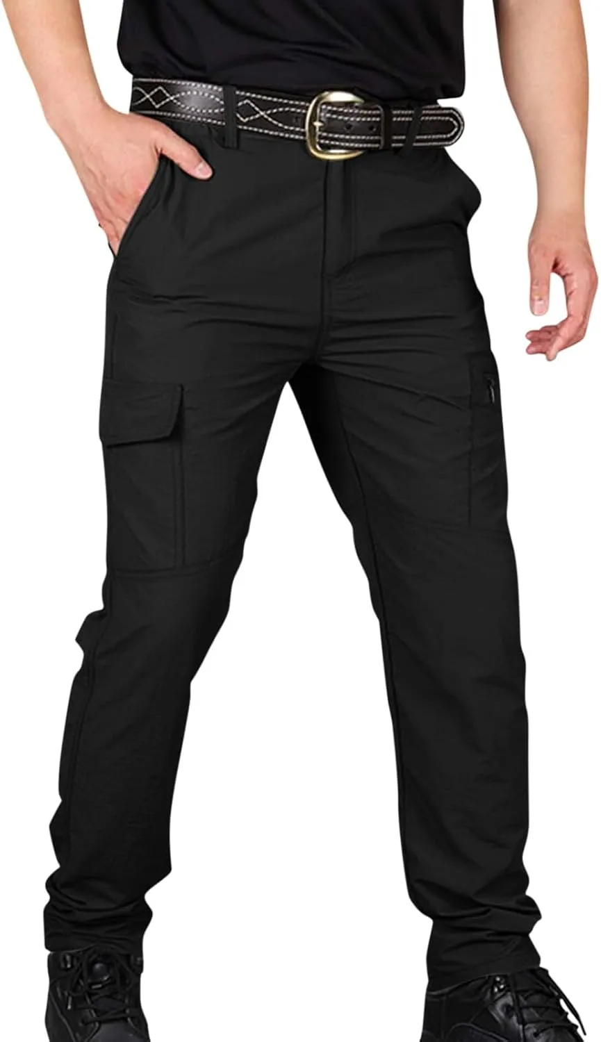 ADHOWBEW Tactical Pants Men Workout Hiking Work Relaxed Fit Big and Tall Elastic Waist Joggers