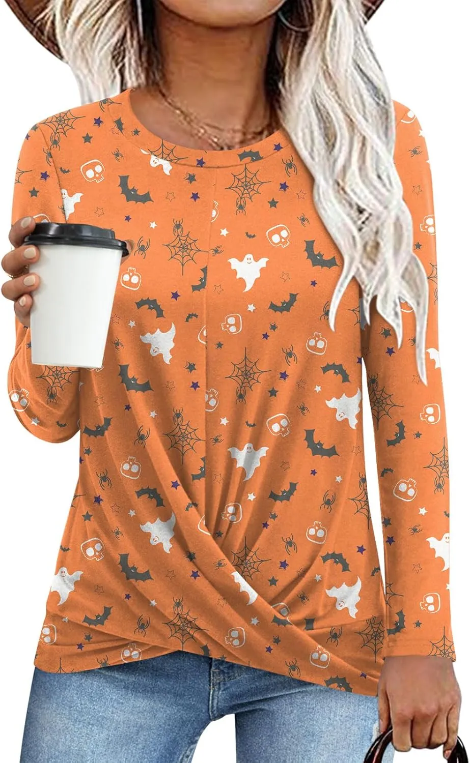 Anymiss 2025 Womens Spring Long Sleeve Tunic Tops Casual Winter Twist Front Blouse Crewneck T-Shirts M-2XL