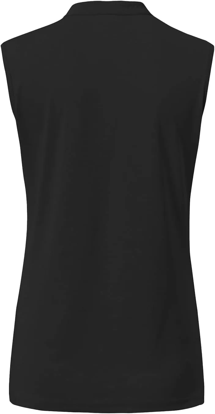 BASUDAM Women's Sleeveless Golf Polo Shirts V-Neck Collarless Tennis Athletic T-Shirts Quick Dry