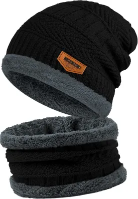 Beanie Hats for Men Women Neck Warmer Cold Weather Gear Men Gift Set for Winter Hat Neck Scarf Guys Face Mask Snow Suits