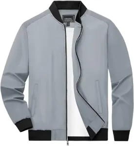 Boladeci Men's Bomber Jackets Light-weight Casual Style Windbreaker Water Resistant Full Zip Up Spring Summer Fall Jackets