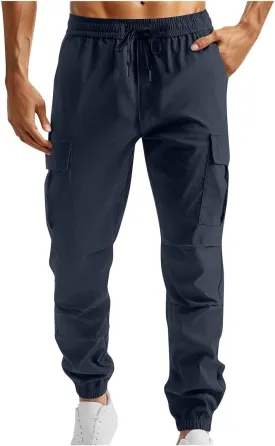 Casual Jogger Pants for Men Breathable Relaxed Fit Chino Outdoor Cargo Pants Athletic Loose Fit Twill Jogging Sweatpants