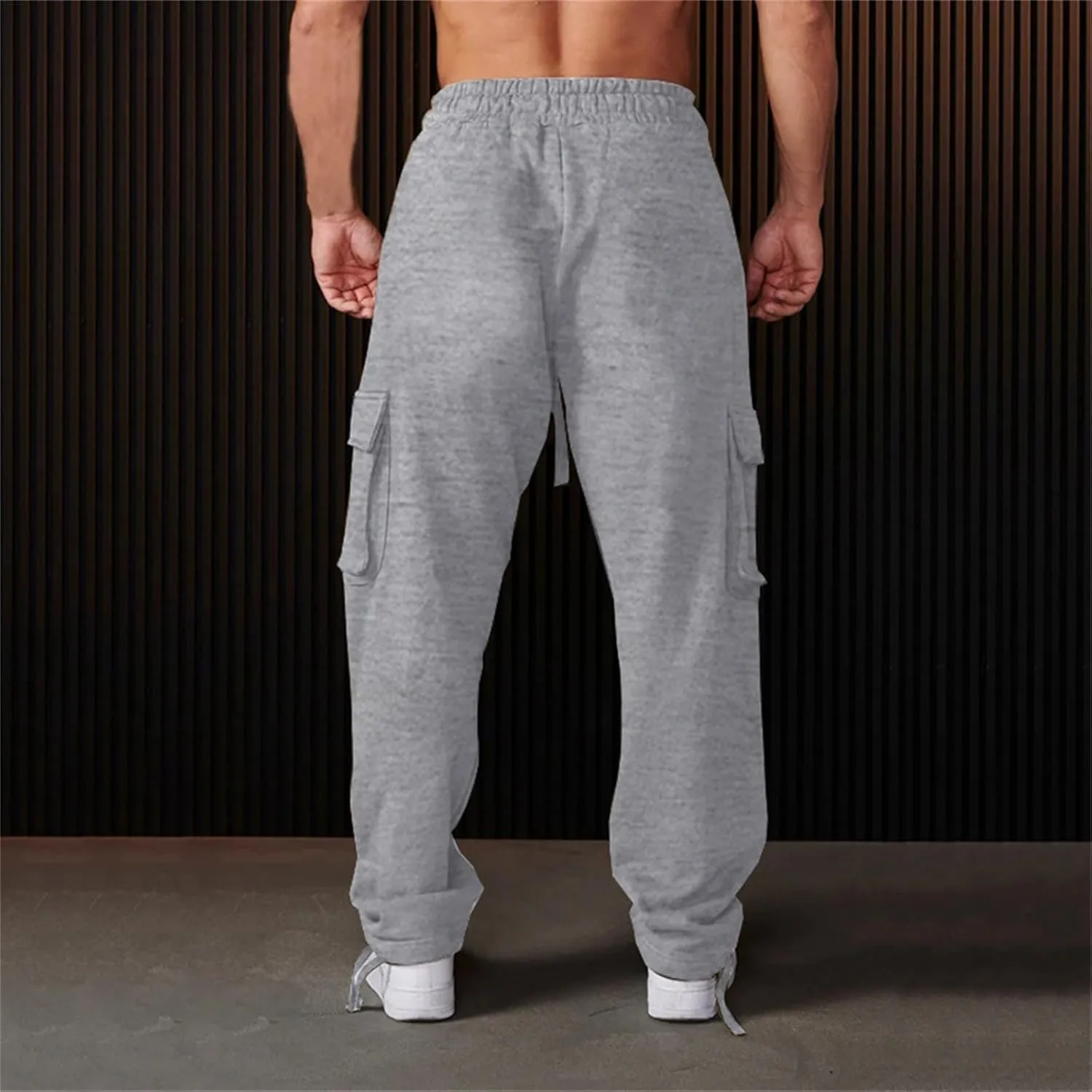 Casual Jogger Pants for Men Breathable Relaxed Fit Chino Outdoor Cargo Pants Hiking Baggy Twill Jogging Sweatpants
