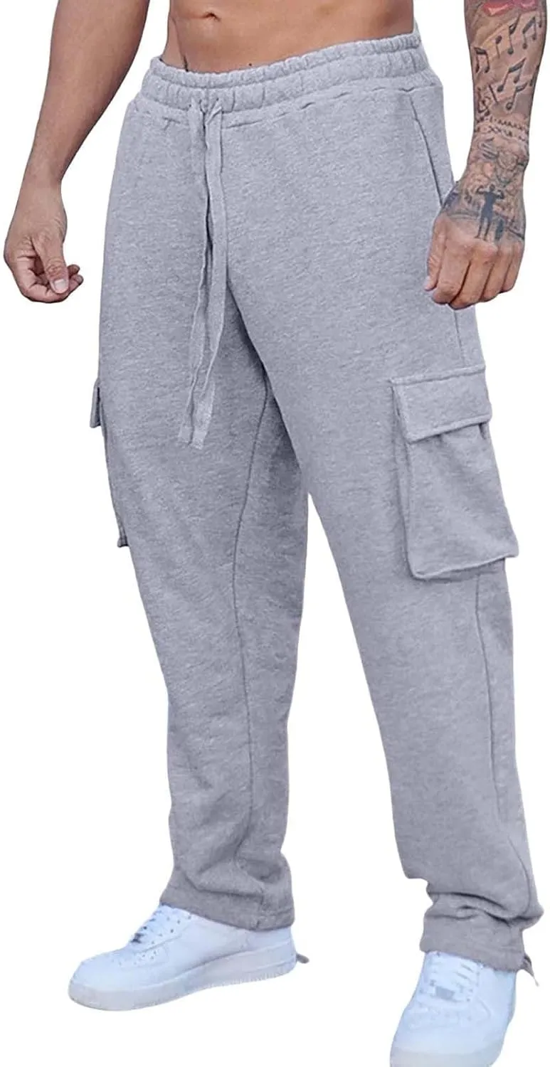 Casual Jogger Pants for Men Breathable Relaxed Fit Chino Outdoor Cargo Pants Hiking Baggy Twill Jogging Sweatpants