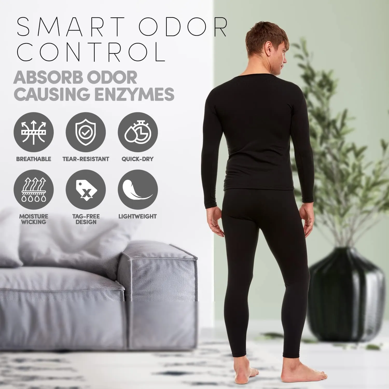 Debra Weitzner Thermal underwear for men Fleece Long Johns Cold-Weather Base Layer Top & Bottom