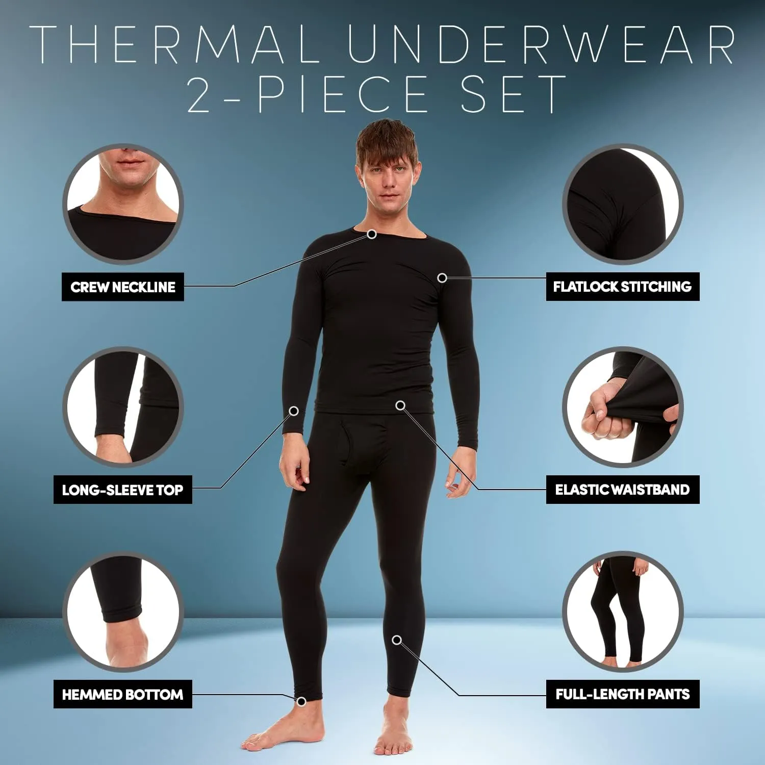 Debra Weitzner Thermal underwear for men Fleece Long Johns Cold-Weather Base Layer Top & Bottom