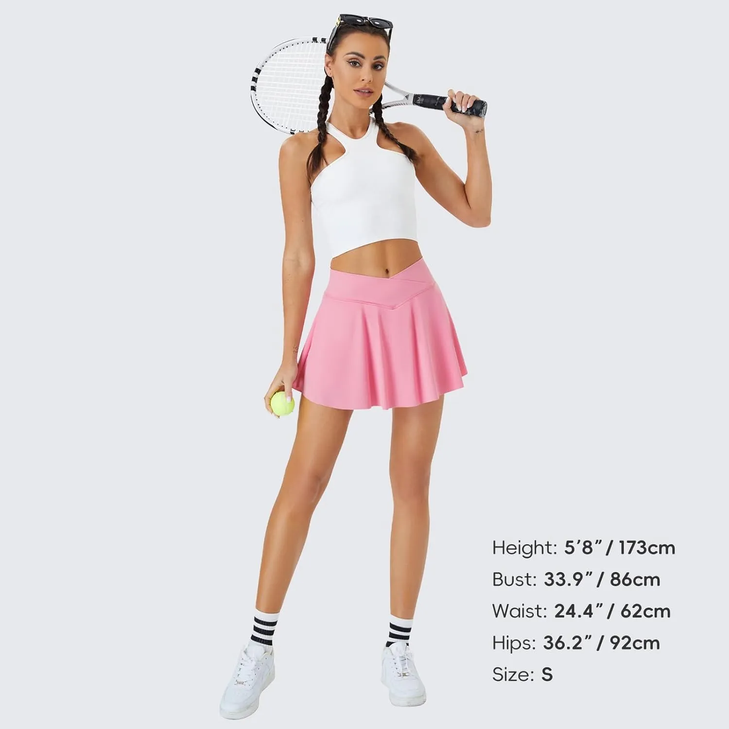 FireSwan Tennis Skirt for Women with Pockets Shorts Crossover High Waisted Pleated Golf Skorts Athletic Workout Skirts
