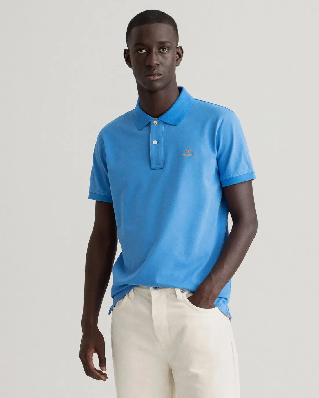 GANT - Contrast Collar Pique SS Rugger, Day Blue (M Only)