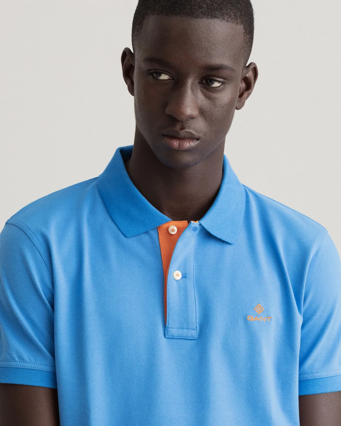 GANT - Contrast Collar Pique SS Rugger, Day Blue (M Only)