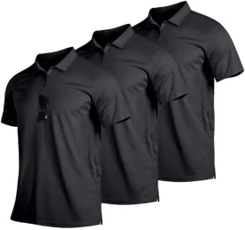 Mens Golf Polo Shirts Short Sleeve Moisture Wicking Performance Tactical Athletic T Shirt Casual Collared Shirt