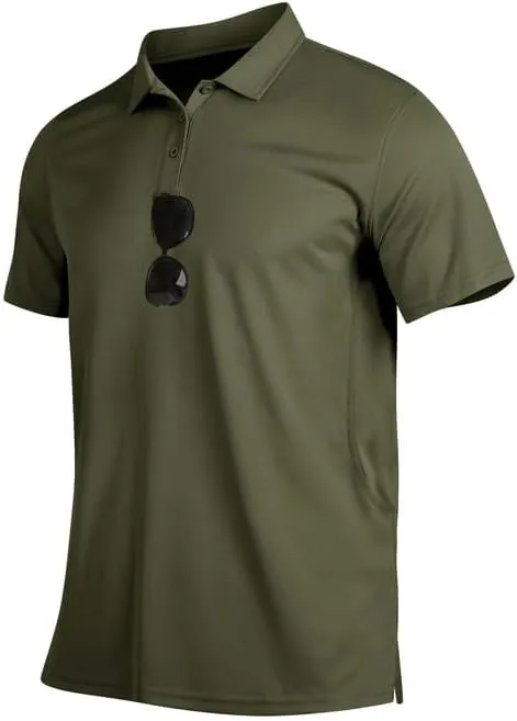 Mens Golf Polo Shirts Short Sleeve Moisture Wicking Performance Tactical Athletic T Shirt Casual Collared Shirt