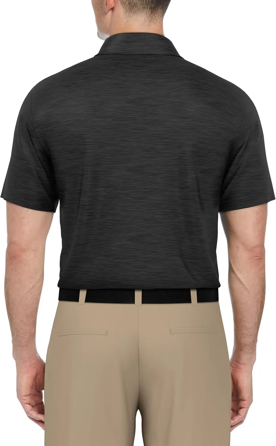 PGA TOUR Airflux Jaspe Cotton Short Sleeve Golf Performance Polo Shirt for Men, Moisture-Wicking, Sun Protection