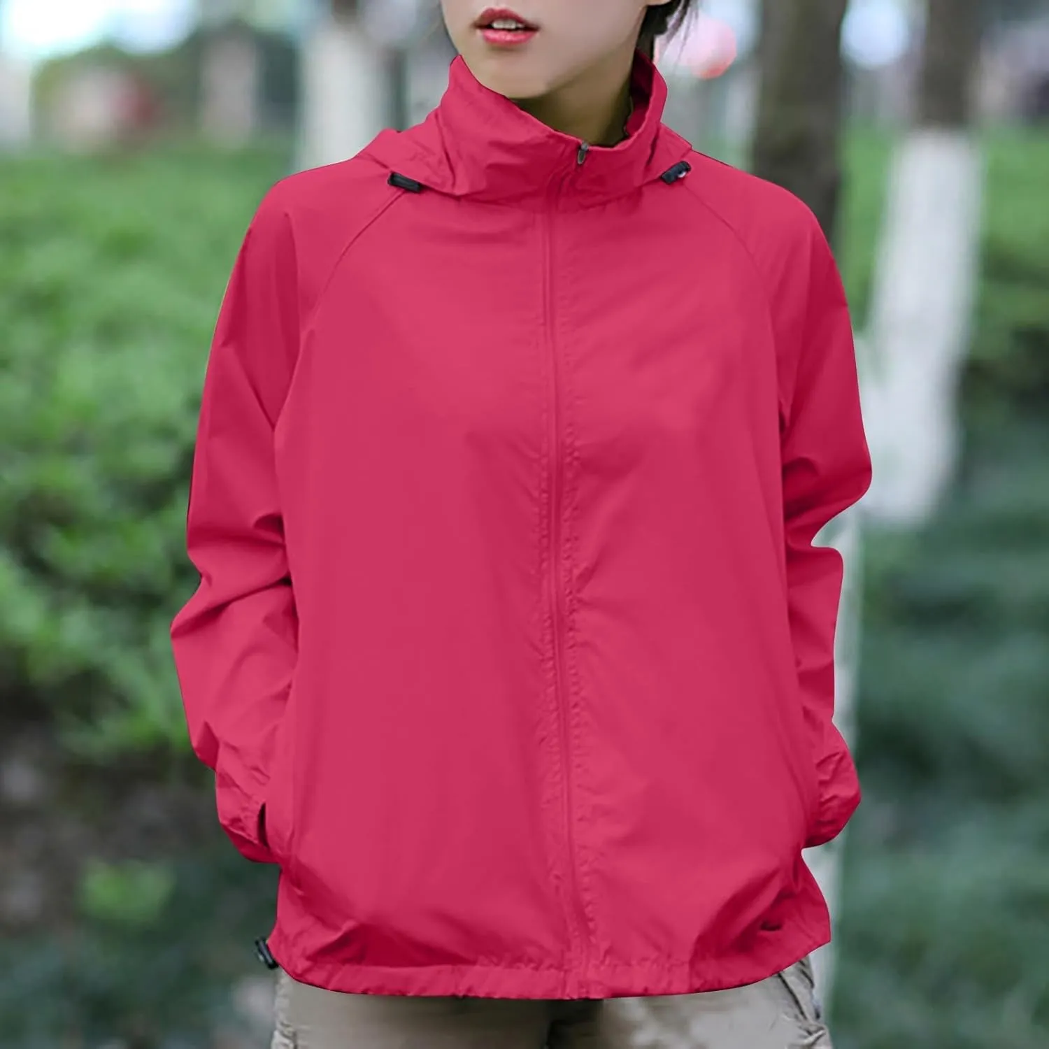 Rain Jacket Women Lightweight Hooded Raincoat Waterproof Windbreaker Jackets 2025 Packable Rain Coats with Pockets