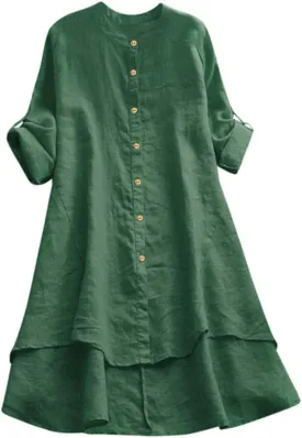 Womens Cotton Linen Hoodies Plus Size Button Down Roll-up Long Sleeve Drawstring Beach Yoga Summer Solid T Shirt Tops