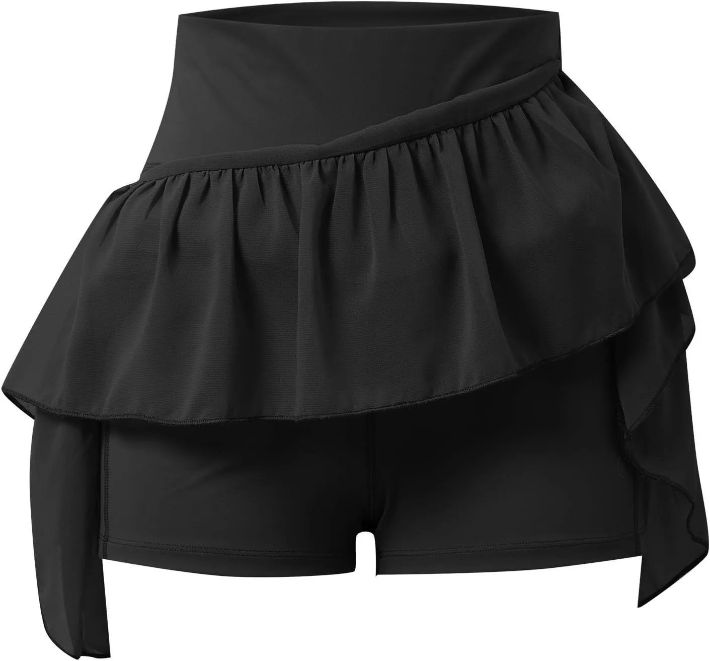 Womens Tennis Skirt Linen Pleated Tiered Flowy Ruffle Skirts High Waisted Mini Golf Athletic Skorts with Pockets