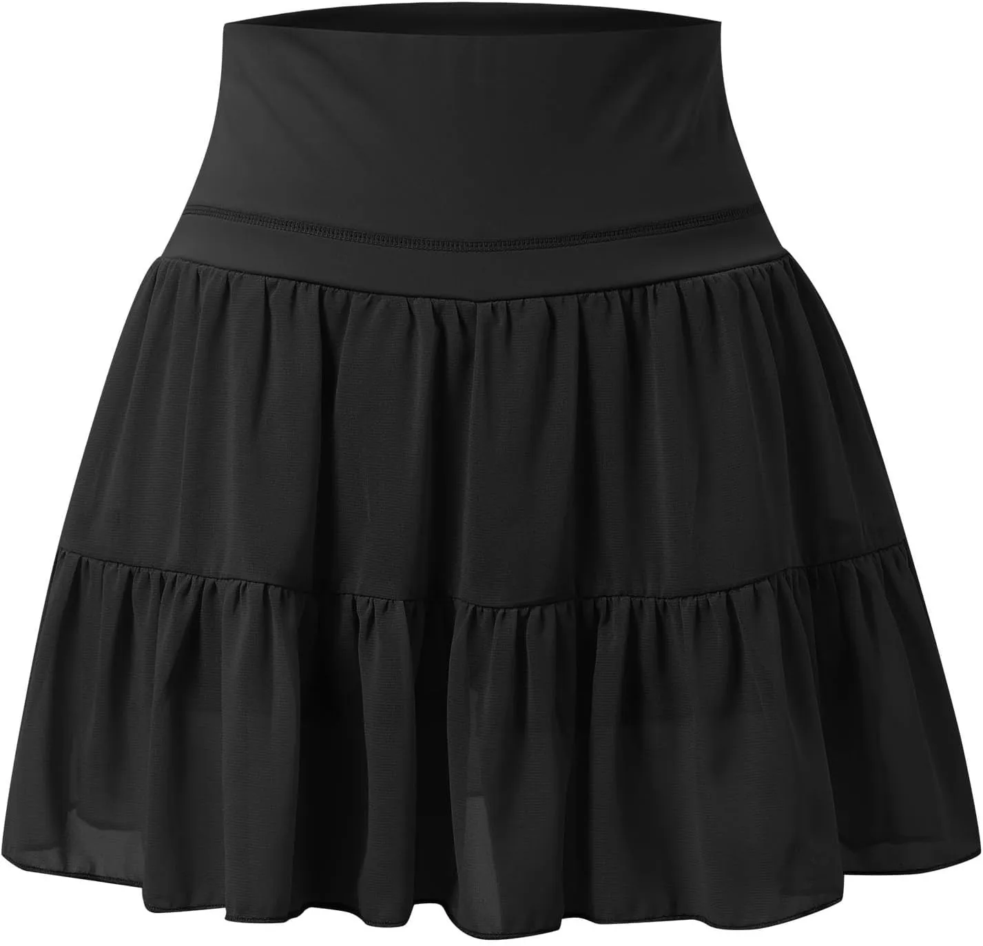 Womens Tennis Skirt Linen Pleated Tiered Flowy Ruffle Skirts High Waisted Mini Golf Athletic Skorts with Pockets