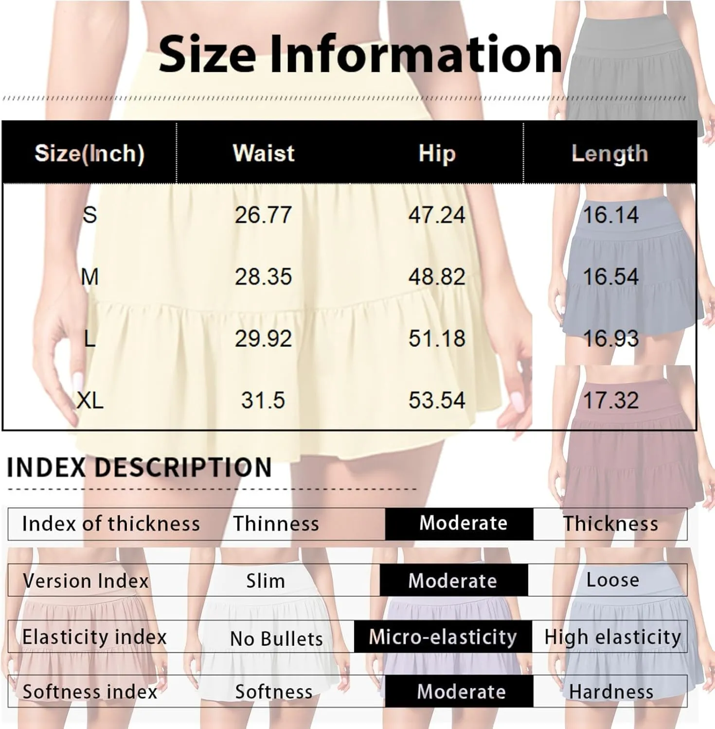 Womens Tennis Skirt Linen Pleated Tiered Flowy Ruffle Skirts High Waisted Mini Golf Athletic Skorts with Pockets