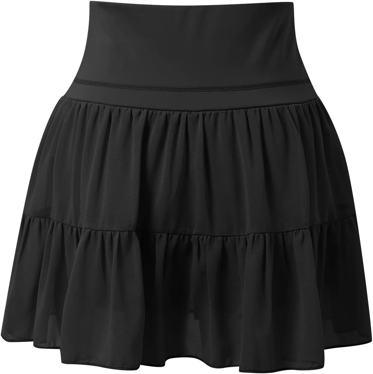 Womens Tennis Skirt Linen Pleated Tiered Flowy Ruffle Skirts High Waisted Mini Golf Athletic Skorts with Pockets